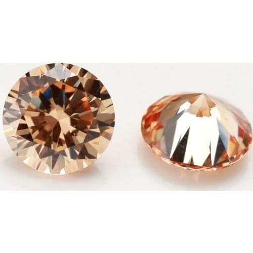 Wuzhou Factory Round Brilliant Cut Cubic Zirconia Wholesale Price 1-3mm Champagne Loose Gemstone for Jewelry