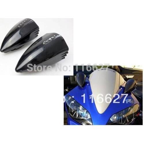 Freeshipping Black Motorcycle LED Turn Signal Pig Spotter Mirror for Suzuki GSXR 600 750 1300