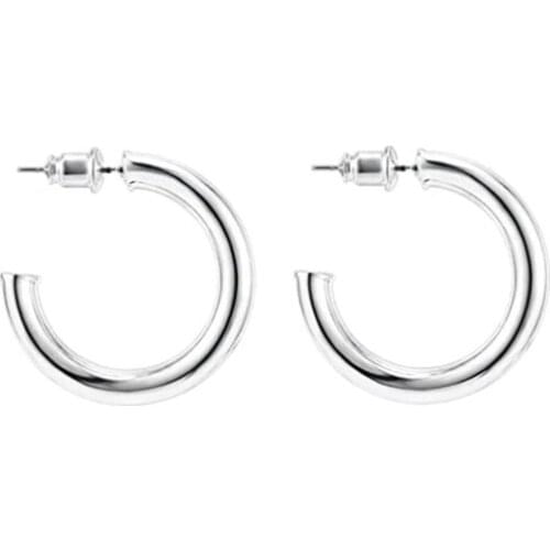 New Design Twisted Steel Hoop Earrings for Women Gold Tone Stainless Steel Party Circle Simple Earrings