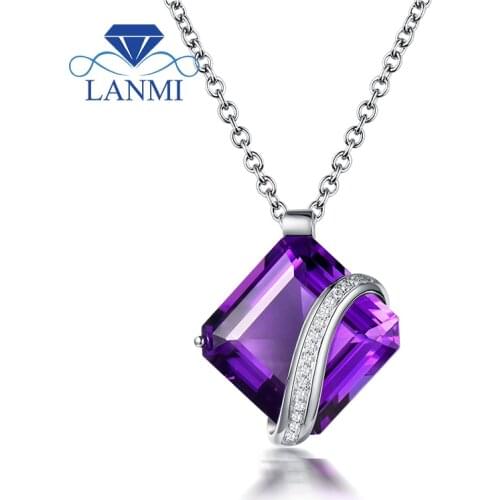 Fashion Lady Beauty Pendant 18K White Gold Natural Amethyst Fantastic Pendant Necklace For Women Party Anniversary Gift Jewelry