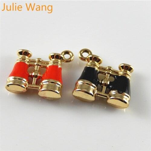 Julie Wang 10PCS Enamel Mini Telescope Model Hanging Alloy Charms Pendants Jewelry Making Necklace Earring Metal DIY Accessory