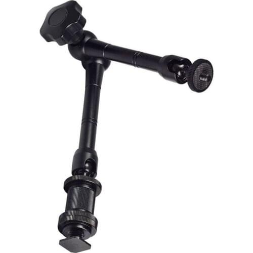 11" ic Arm Articulating Friction Arm with Hot Shoe Mounts for DSLR Camera Rig, LCD Monitor, DV Monitor, LED Lights, Flash Lig