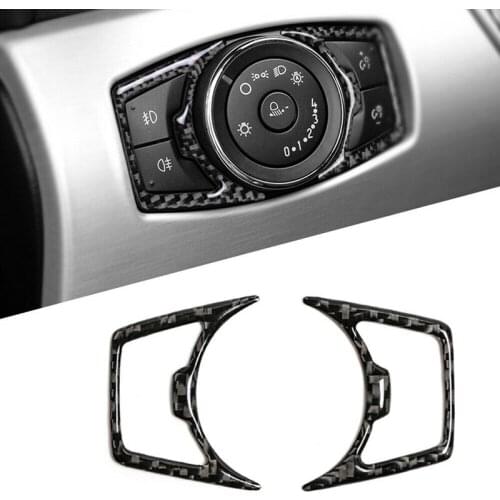 2PCS For Ford Mustang Mustang (2015-2019) F150 Explorer 2015-2018 Car Interior Carbon Fiber Headlight Switch Adjustment Frame