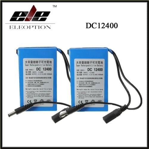 2 pcs High Quality Super Rechargeable Portable Lithium-ion Battery DC 12V 4000mAh DC12400 With Plug + Charger