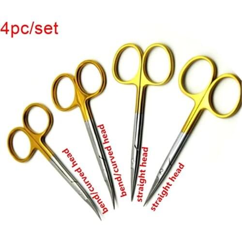 4pcs Nose Cosmetic surgery equipment Gauge Ophthalmic tools Double Eyelid Surgical eyelids steel cut canthus Thin Scissors