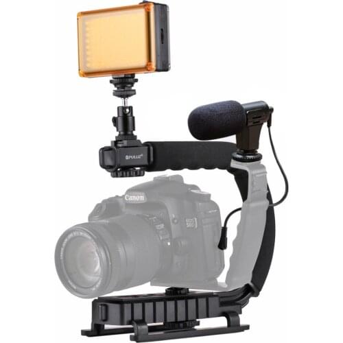 C-shaped Stabilizer Bracket+Fill Light+Microphone+Ball Head Gimbal Adaptor For GoPro Handheld Frame For Canon Nikon DSLR