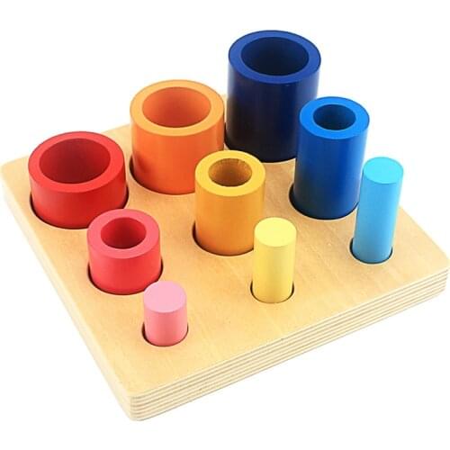 Toddler Montessori Wood Toys Different Circles and Cylinders Block Toy for Children Colors Training Preschool Brinquedos Juguets