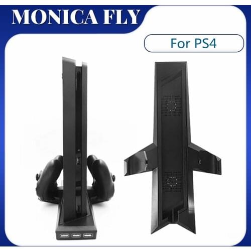 For PS4 Portable Game Console Cooling Bracket Multi function Host Bracket Cooling Fan Dual Gamepad Charger For PS4 Slim Handle