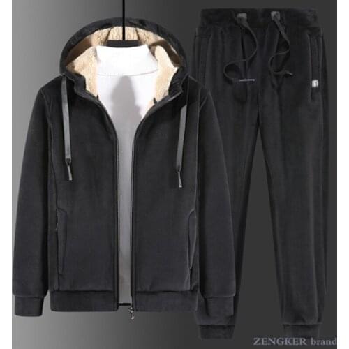 Add fertilizer and thicken winter silver fox wool plus size sweater mens warm lamb wool coat sportswear two-piece suit 8xl