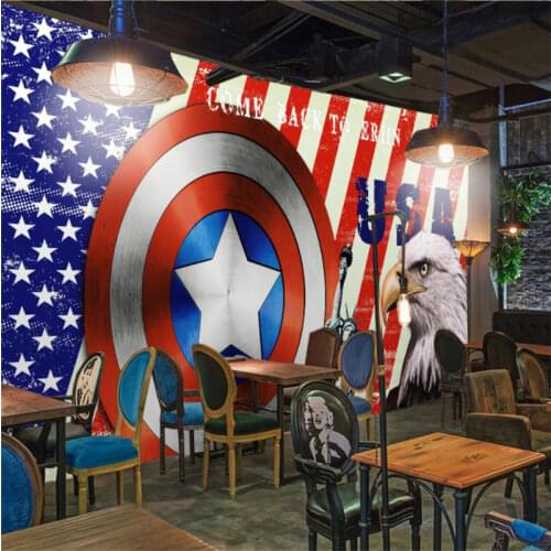 American Flag Elements Statue of Liberty Eagle Industrial Decoration Mural Wall Paper 3D Bar Restaurant Background Wallpaper 3D
