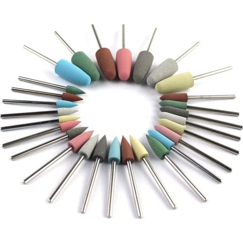 28 Types Rubber Silicone Manicure Drills Bit Rotary Nail Buffer Milling Cutter Burr Foot Polishing Tools Accessories