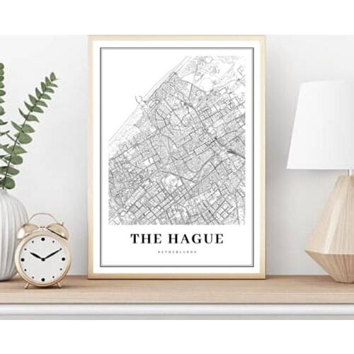 The Hague Map Print Netherlands Holland Map Art Poster City Street Road Map Art Canvas Painting Picture Home Room Wall Art Decor