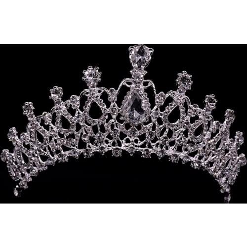 Classic Rococo style rhinestone crystal inlaid bling queen crown wedding party bridal headdress jewelry hair accessories