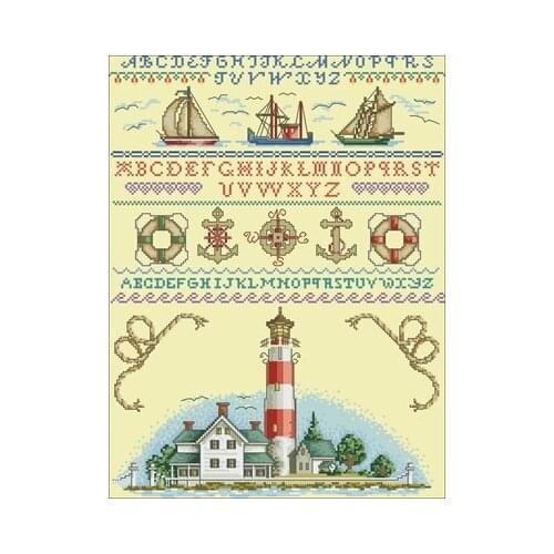 15-JCA-Seaside Town Counted Cross Stitch 11CT 14CT 18CT Cross Stitch Kits Embroidery Needlework Sets