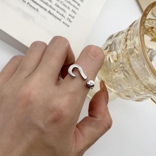 Creative Cold Wind Opening Question Mark Ring Copper Does Not Fade Niche Design Simple Personality Index Finger Ring Female