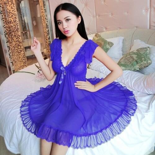 Summer Women Luxurious Nightgown See Through Nightdress Loose Large Size Porno Porn Cheeky Nightgown Home Service Nightshirts