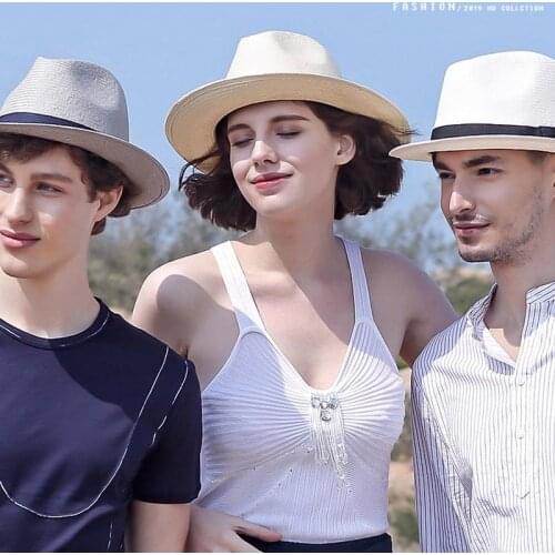 Fashion Classic Hats For Men And Women Travel Beach Hats Sun Hat Couple Hats Three Folding Cloth Belt Style Straw Weft Knitting