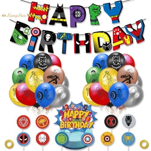 Super Hero Black Panther The Avengers Balloon Theme Banner Set Latex Balloons Kids Birthday Party Decoration Baby Shower Balloon