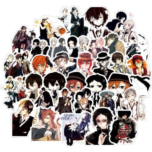 50pcs Bungo Stray Dogs Anime Sticker Stickers PVC Graffiti Stickers Suitcase Luggage Guitar Car Waterproof For Children Toys F4
