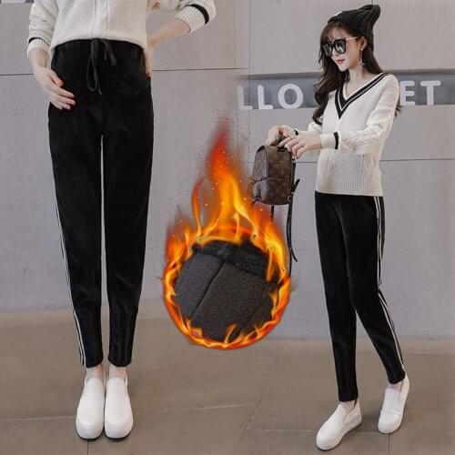 Autumn Winter Thicken Warm Velvet Maternity Pants Belly Casual Pants Clothes for Pregnant Women Pregnancy Harem Trousers