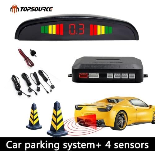 Car Parking Sensor Parktronic Display 4 Sensors Reverse Backup Assistance Radar Detector Auto Led Light Heart Monitor System