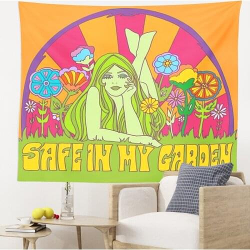 Retro Sun Flowers Tapestry Hanging 80S Rainbow Decor for Girls Dorm Roon Decoration INS Trippy Tapestry Psychedelic Wall Prints