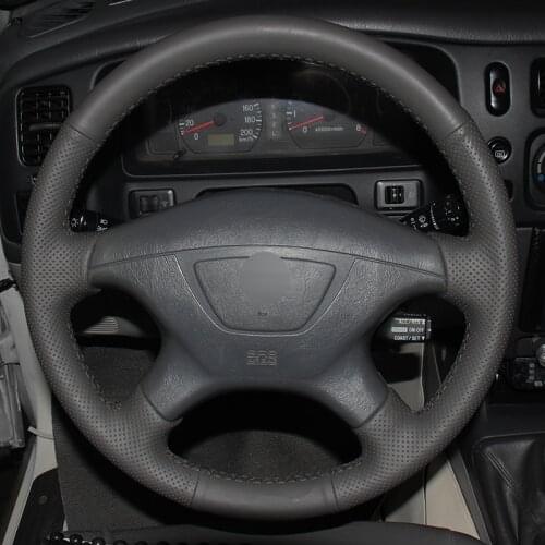 Hand-stitched Black Leather Car Steering Wheel Cover for Mitsubishi Pajero Sport 2004