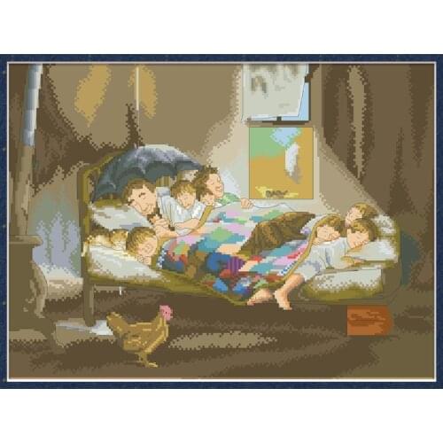 Family Stamped Cross Stitch Kits Patterns Printed Canvas Embroidery Sets 11CT 14CT DIY Handmade Crafts Home Decoration Paintings