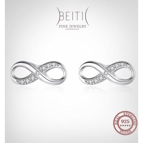 Beitil 925 Sterling Silver Cute Tiny Unlimited Love CZ Stud Earrings For Women Minimalist Fine Jewelry 2021 New Style