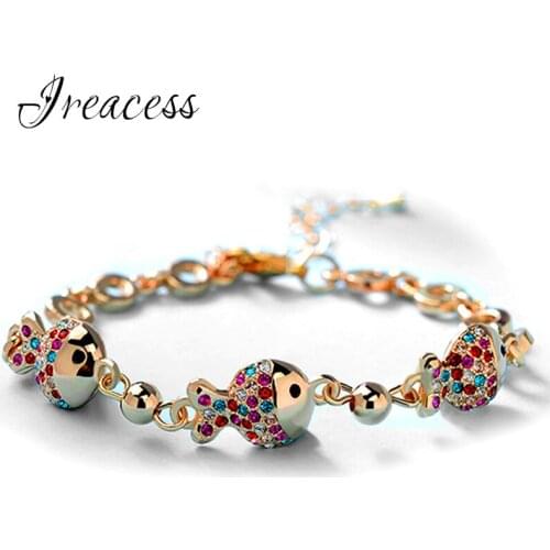 New Charm Bracelet For Women Austrian Crystal Fish Bracelets & Bangles Fashion Wedding Gold Color Jewelry Gift