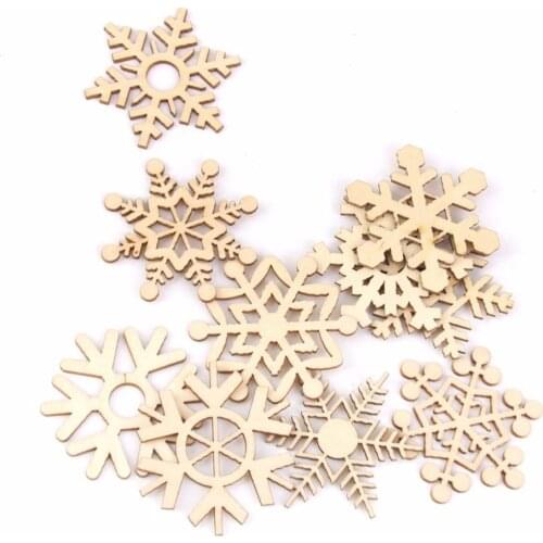 10pcs snow Wooden Snowflake Lasercut Christmas Tree Ornement Gift Tags for Weding Christmas DIY Accessories New year decoration