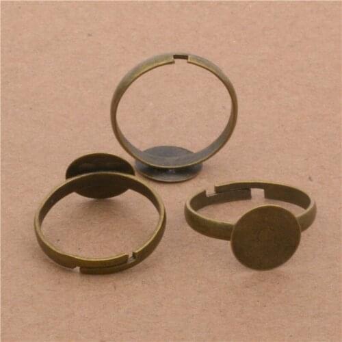 40pcs Bronze Round Flat 10mm Pad Ring Settings Base Copper Material Adjustable Ring Settings Base For Jewelry Making