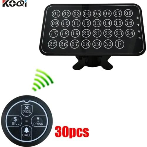433MHz wireless calling system with long distance 30 call bells+1 display pager receiver call pager system restaurant