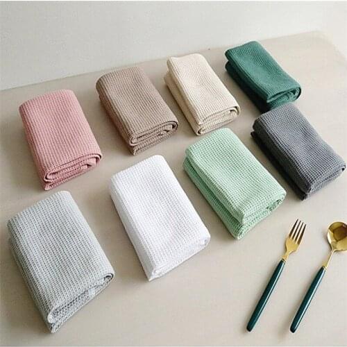 5Pcs Large Cotton Napkins Restaurant Table Cotton Napkin Waffle Dish Towel Kitchen Towel Cleaning Cloth Tea Towel