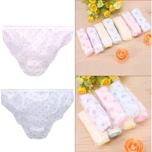 7Pcs/lot Cotton Briefs Panties for Pregnant Women Disposable Travel Clean Underwear Printed Pregnant Prenatal Postpartum Paper