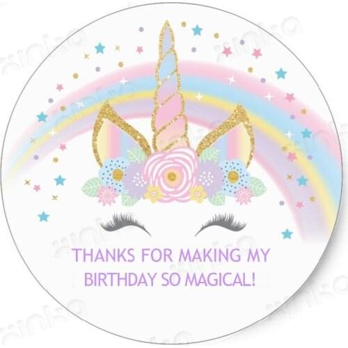 80pieces Rainbow Unicorn Birthday Party Favors Treat Bag Stickers, Unicorn Party, Unicornio Fur Favor Stickers, Cheap Favors