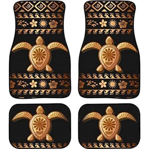 Aimaao 4Pcs Tribal Sea Turtle Polynesian Hawaiian Car Floor Mat Foot Mats Anti-Slip Auto Car Front Area Rugs Car Accessories