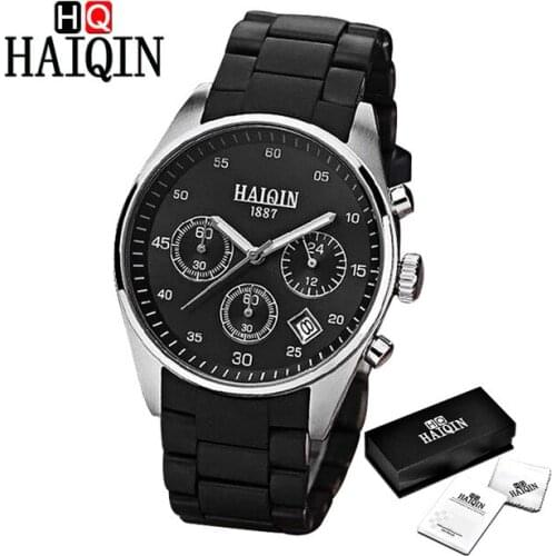 2019 NEW HAIQIN Luxury Mens Watches Stainless Strap Business Watch Casual Quartz Wrist Watch Male Date Clock Relojes Hombre+Box