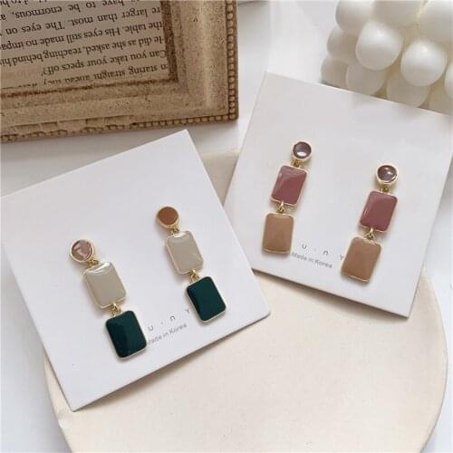 Elegant Pink Square Indian Earrings