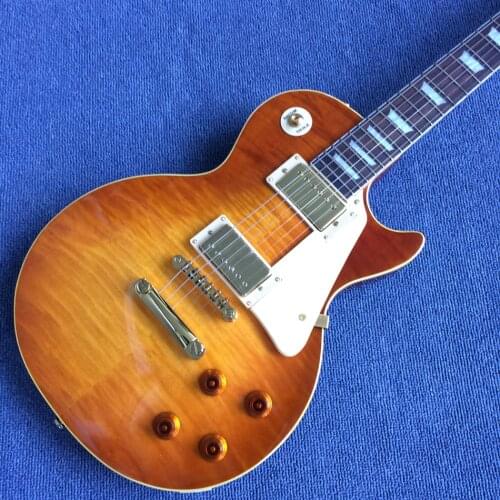 Rosewood fingerboard electric guitar, Tobacco burst maple top, Solid mahogany body electric guitar, Free shipping