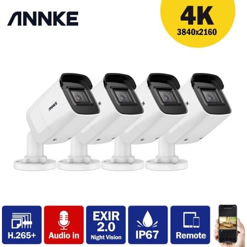 ANNKE 4X Ultra HD 8MP POE IP Camera 4K Outdoor Indoor Waterproof Network Bullet EXIR Night Vision Email Alert Security CCTV Kit
