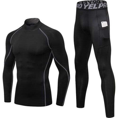 Thermal Underwear Sets Men High Collar Winter Long Johns Thermo Underwear Compression Sweat Quick Drying Thermal Clothing