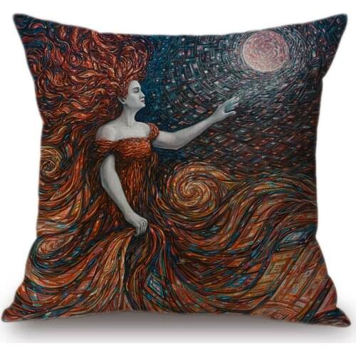 Creative Gallery Collection Oil Painting Mermaid Goddess Lounge Art Decorative Pillow European Luxury Cotton Linen Cushion Cover
