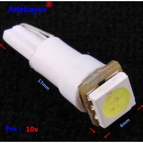 New 40 X car Instrument lamp T5 5050 1led copper 12MM Max diameter Dashboard T6.5 Bulbs Indoor Lamp License Plate Light