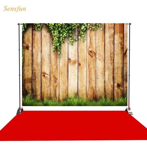 LEVOO photography background Wooden wall plant Fence spring grass fabric custom shoot prop background photocall photo studio