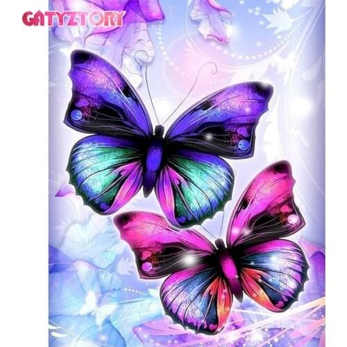 GATYZTORY Paint By Numbers Kits Frameless DIY Animals Oil Painting By Numbers On Canvas Butterfly Hand Painting Home Number