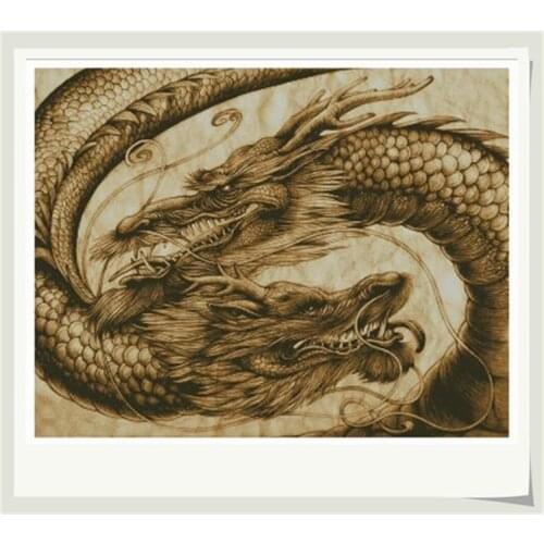 Cross Stitch Kit 11CT Printed Cloth Chinese Embroidery Hand-Made Material Package with a Pair of Dragons