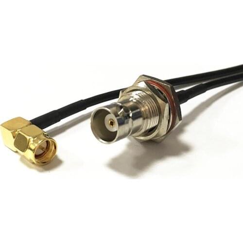 New Modem Coaxial Cable BNC Female Jack nut Switch SMA Male Plug Right Angle Convertor RG174 Cable 20CM 8inch Adapter RF Pigtail