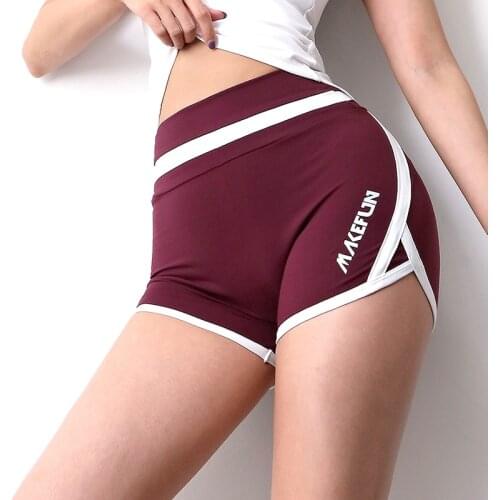 Tight-fitting sports shorts womens fitness anti-glare plus size running three-point pants quick-drying high-waist hip-lifting y