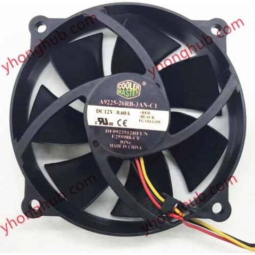 Cooler Master A9225-26RB-3AN-C1 DC 12V 0.60A 95X95X25mm 3-Wire Server Cooling Fan